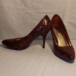 Red Snack Skin Heels